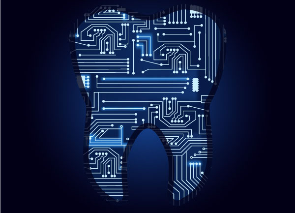 Tooth with a technological electronics circuit.