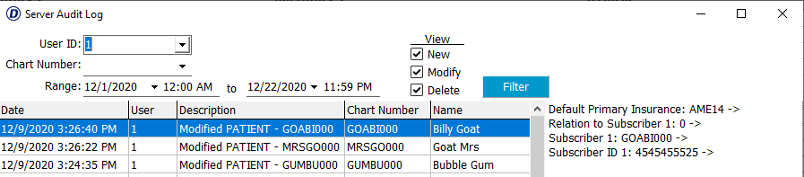 Example of Database Audit